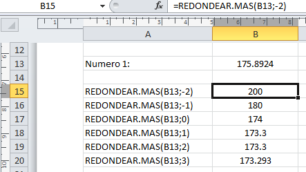 Excel redondear números