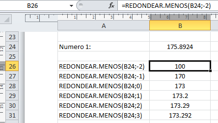 Excel redondear números